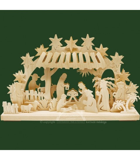 Bougeoir électrique crèche de Noel en bois