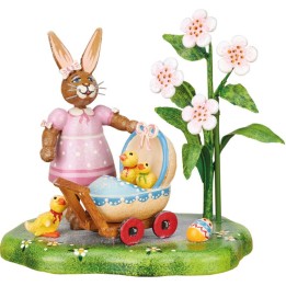 Lapin de Pâques en bois et branche de chatons 