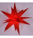 Étoile lumineuse électrique 9 branches en papier, à suspendre, rouge, 45 cm