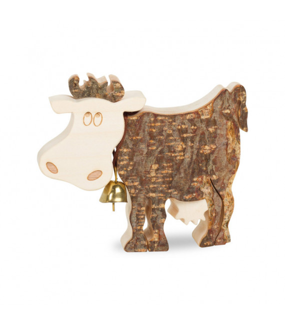 Petite vache en bois, 6 cm