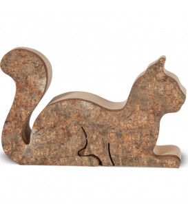 Chat en bois allongé, 6 cm