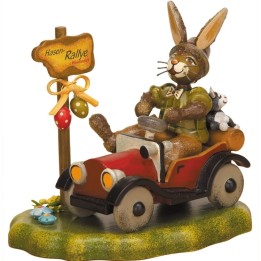 Lapin de paques dans auto - deco de paques