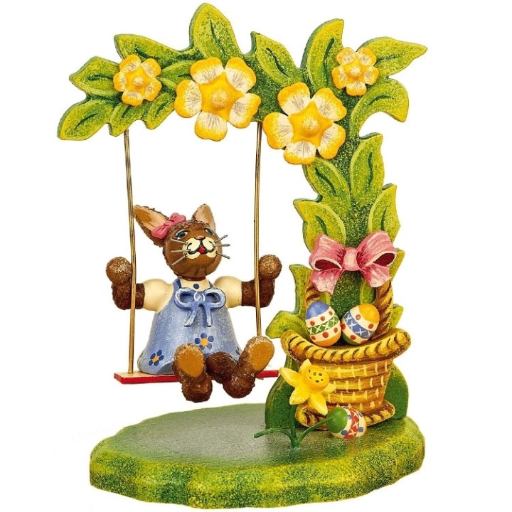 Lapin de paques et balancoire fleurie - deco de paques
