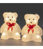 Oursons lumineux à LED en acrylique avec ruban rouge, 12 cm