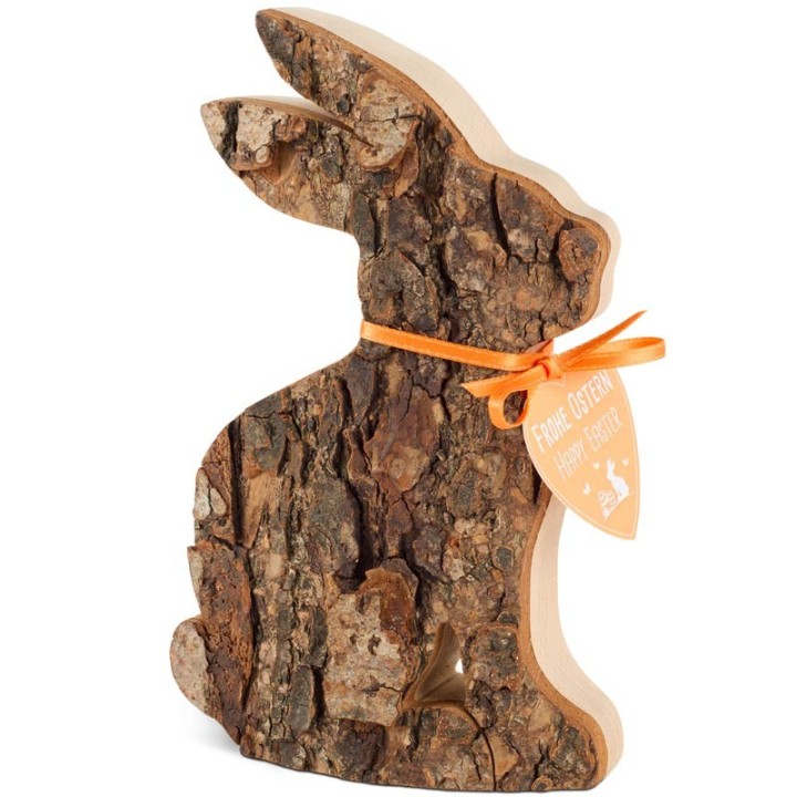 Grand lapin en bois assis, 15 cm