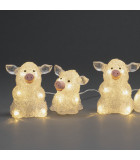 Petits cochons lumineux en acrylique LED 12,5 cm, lot de 5