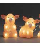 Petits cochons roses lumineux en acrylique LED 12,5 cm, lot de 5