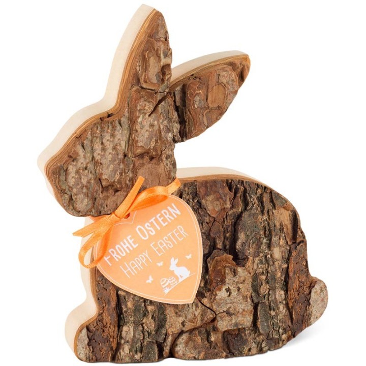 Lapin en bois couché, 12,5 cm