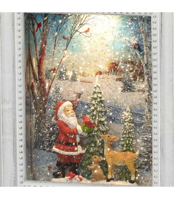 Cadre photo lumineux père Noël avec animaux