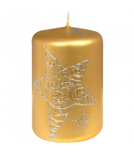 Bougie doré décorative de Noël avec étoile, 9 cm 