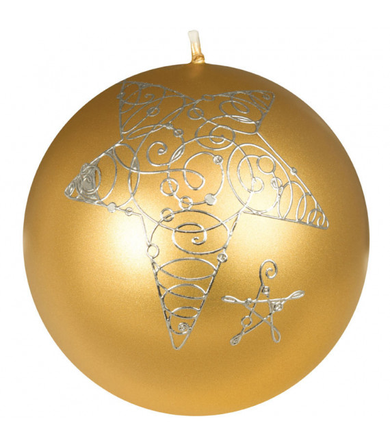 Boule Noël bougie or avec étoile, 8 cm 