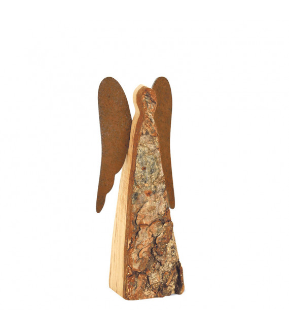 Ange de Noel en bois avec ailes métal, 12 cm 