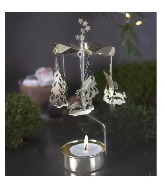 Lergo_FR Titulaire de lumière de thé en métal de Bougie Chauffe-Plat tournant rotatoire décoration de Maison de carrousel Amour 