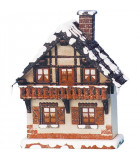 Maison éclairée pour village de Noël miniature Winterkinder, maison avec balcon