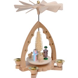 Mini pyramide de Noël en bois avec nativité