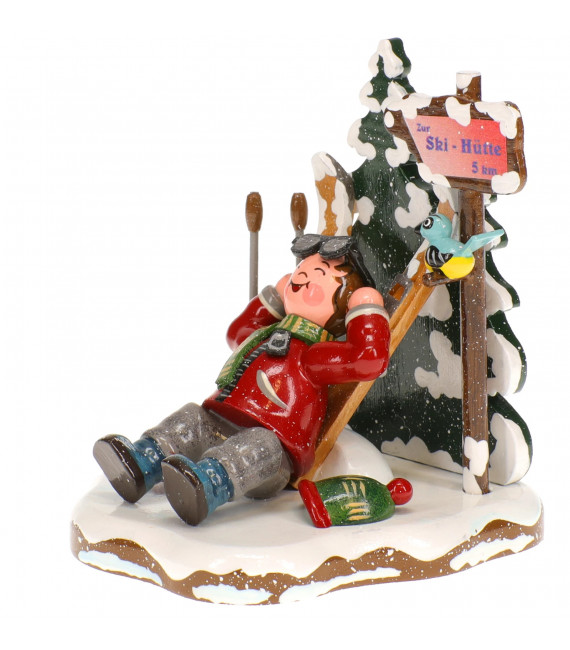 Figurine Skieur au repos - Village de Noël miniature