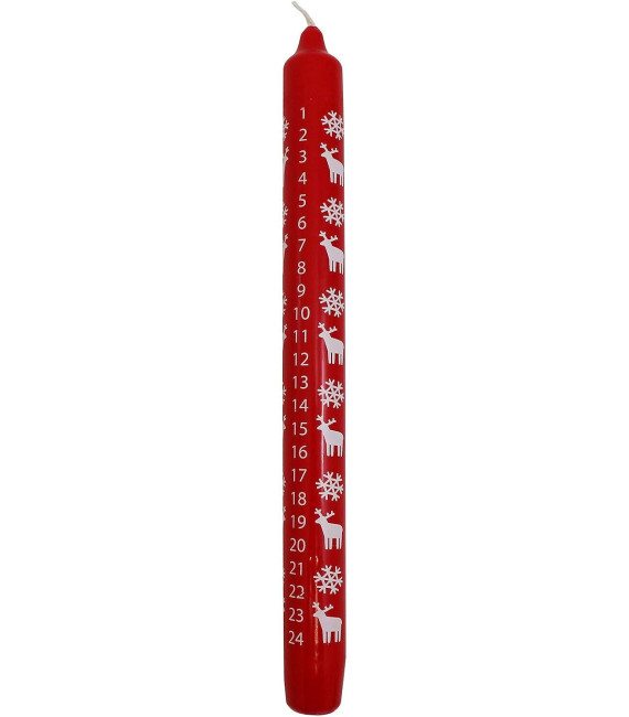 Bougie de l'Avent graduée rouge, 25 cm
