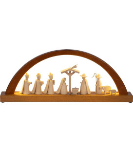 Arche de la nativité en bois illuminée en LED