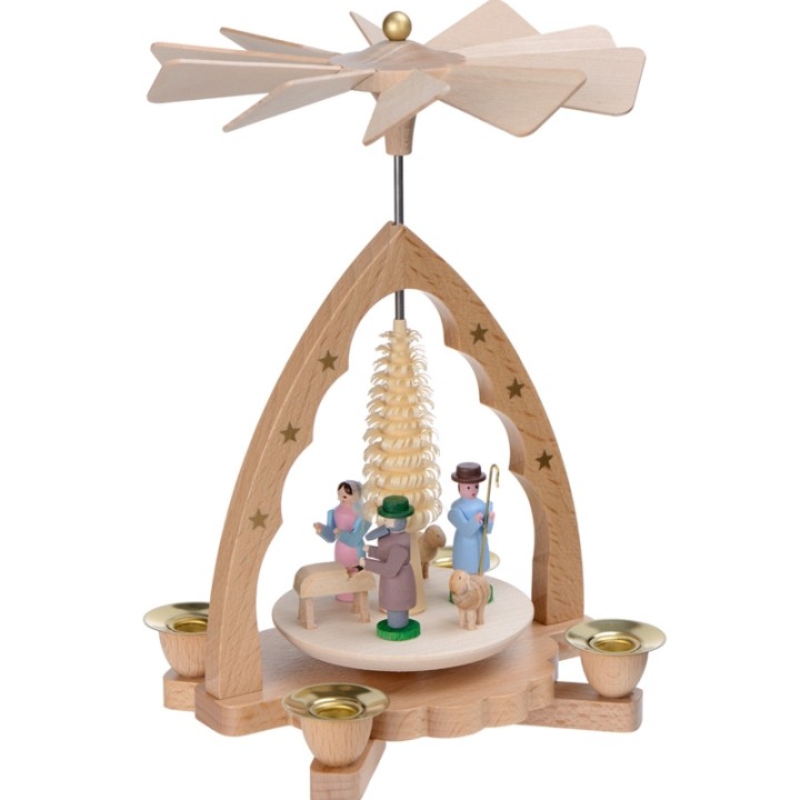Mini pyramide de Noël en bois avec nativité