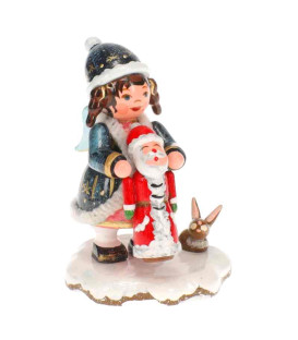 Figurine Fillette avec Père Noël - Village de Noël miniature