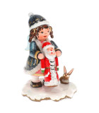 Figurine Fillette avec Père Noël - Village de Noël miniature