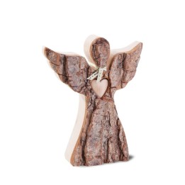 Ange de Noël en bois, avec coeur et écharpe, 12 cm
