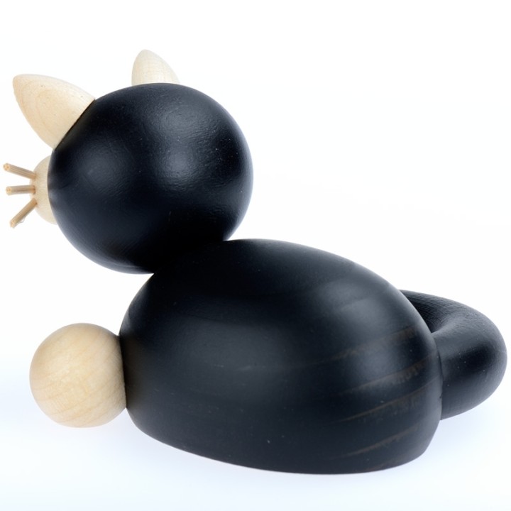 Décorations en bois, chat noir et blanc