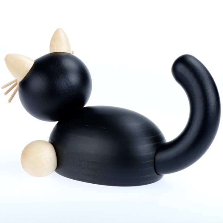 Achat chat noir et blanc en bois pour decorer