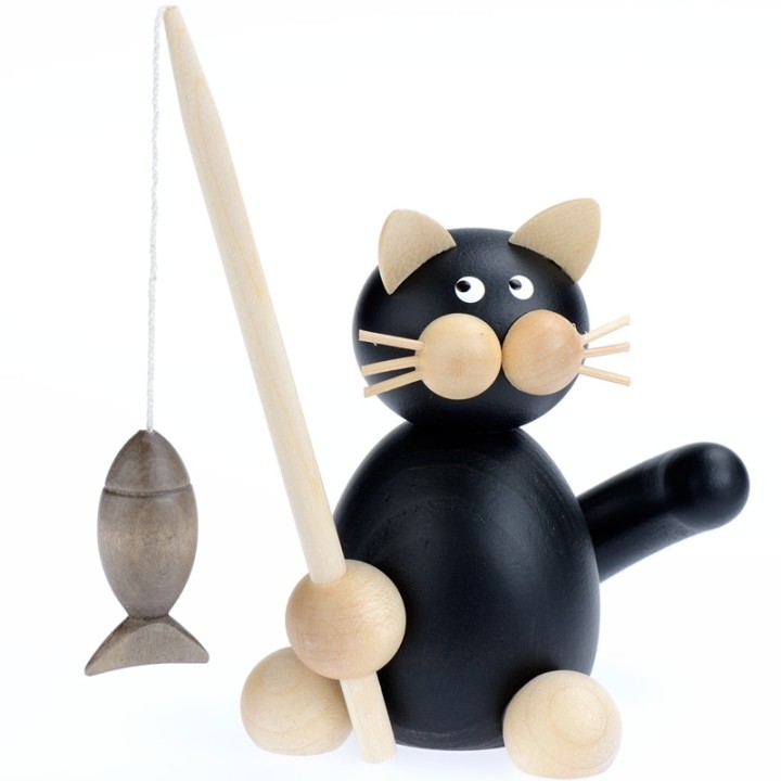 Chat en bois noir
