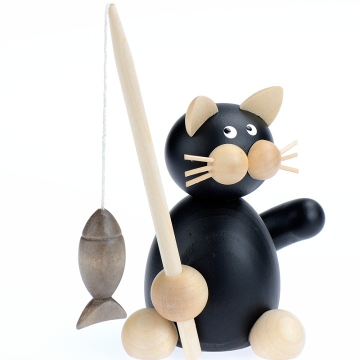 Decoration marine chat noir qui peche