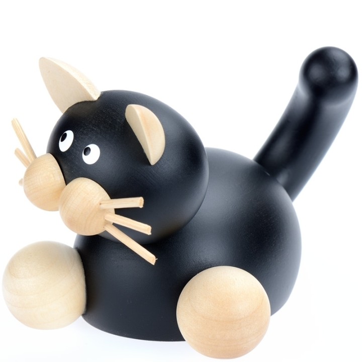 Chat noir en bois statuette