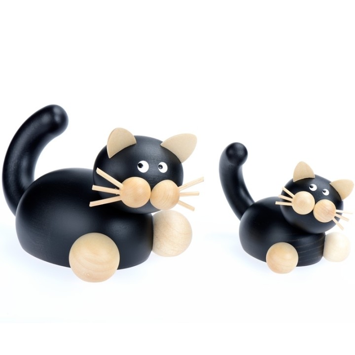 Magasin statuettes chat en bois noir