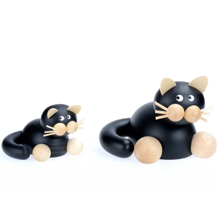 Statuette en bois chat noir