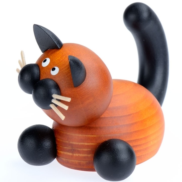 Figurine en bois chat allongé