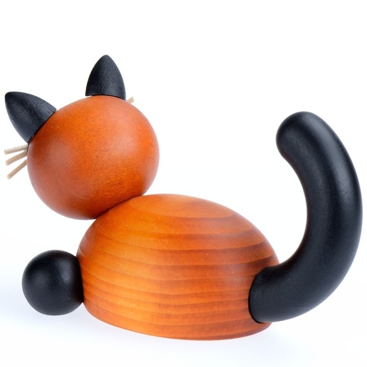 Figurines chats en bois peint