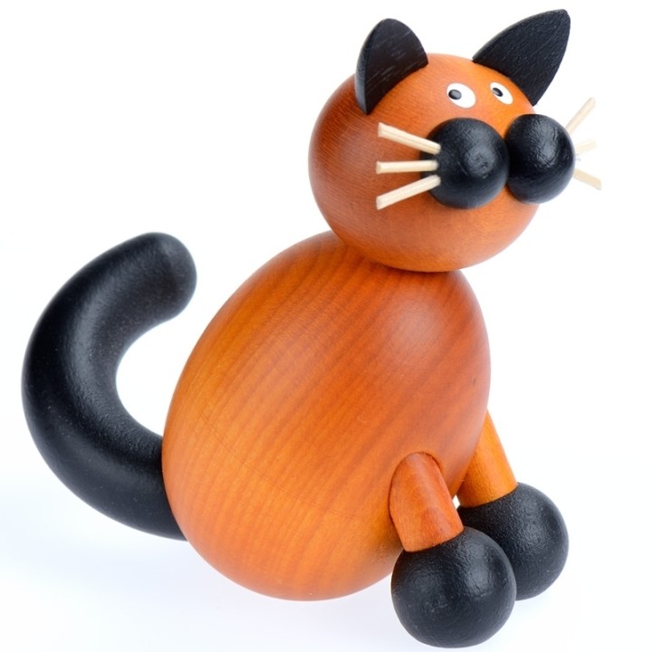 Chat en bois assis décoratif
