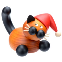 chat en bois père Noël