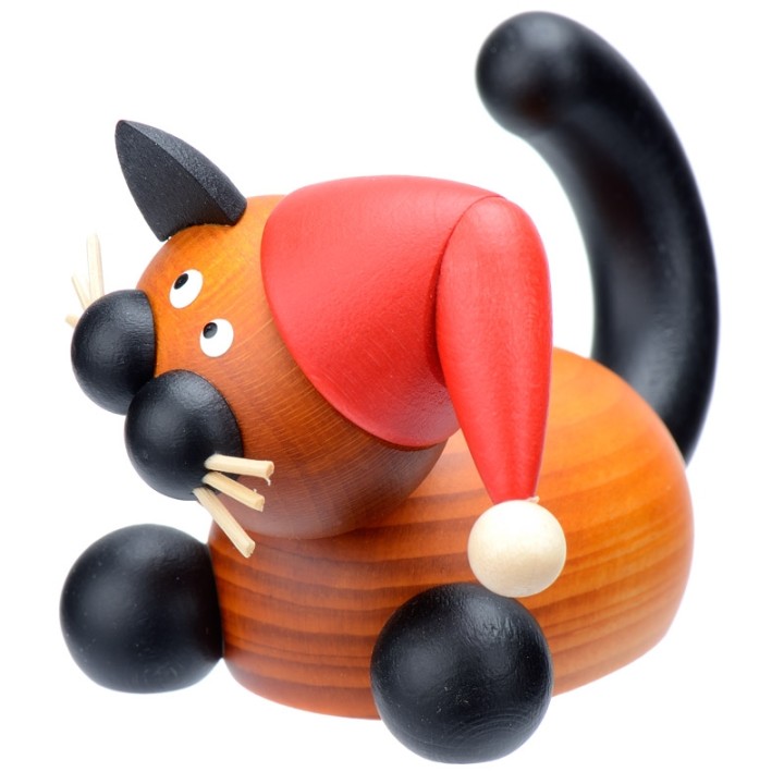 Figurine chat en bois père Noël