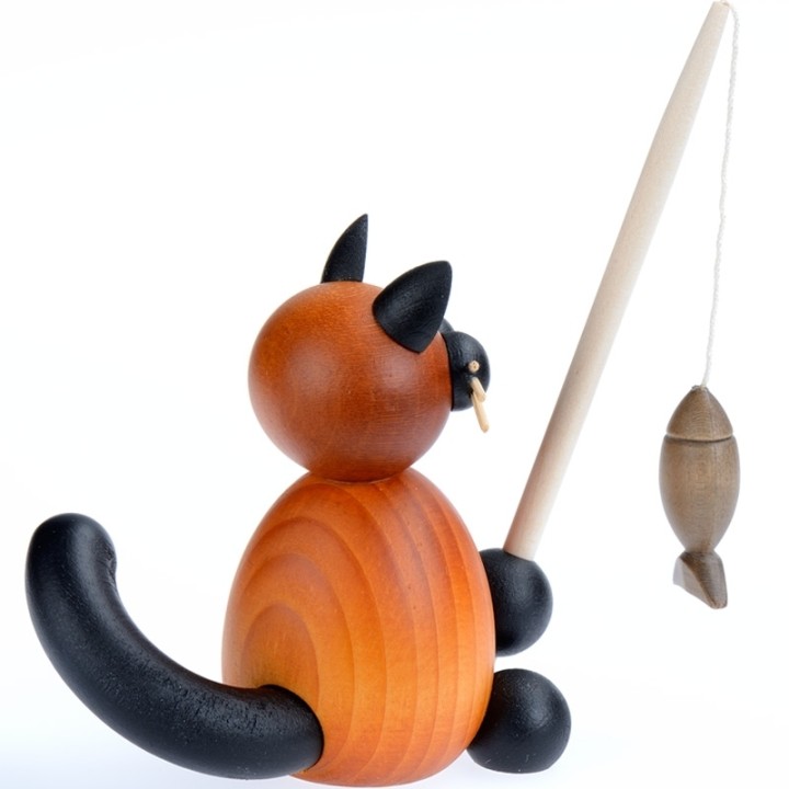 Chat en bois miniature
