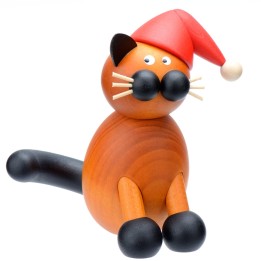 père Noel chat en bois