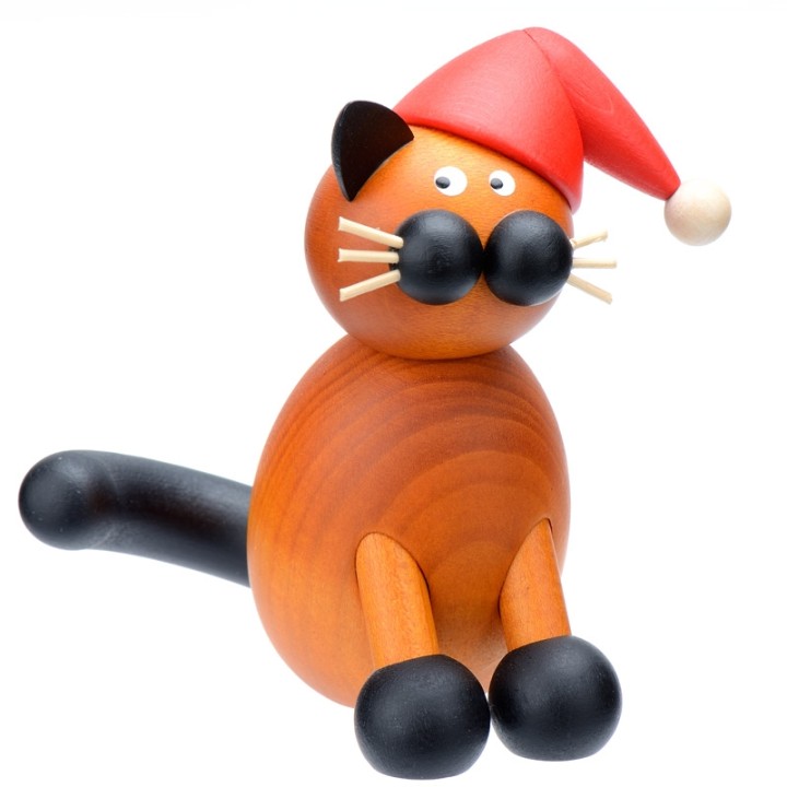 père Noel chat en bois
