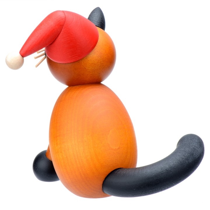 père Noel figurine chat en bois