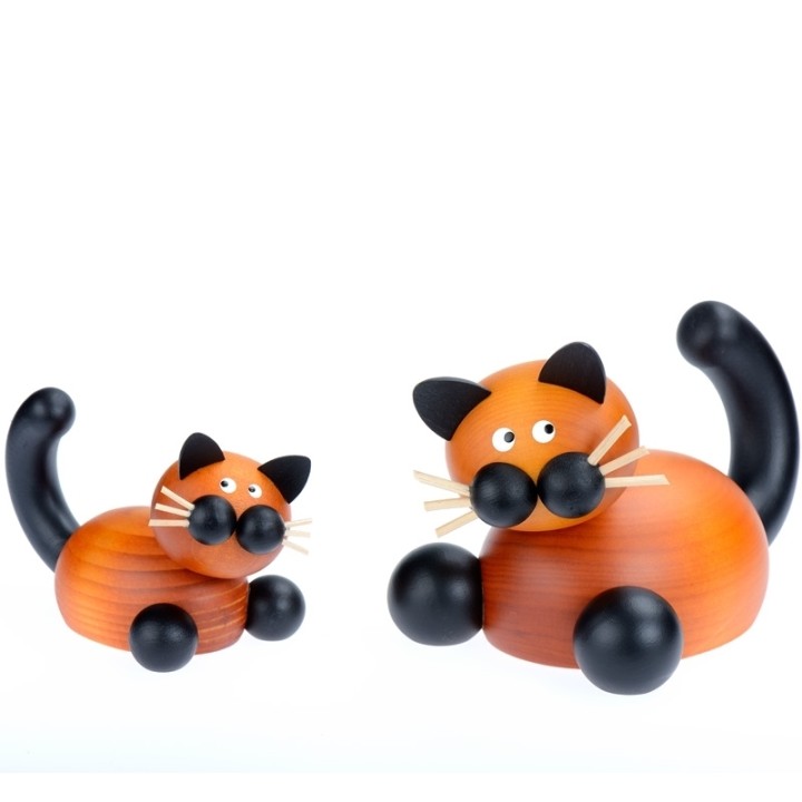 Statuette decorative chat en bois