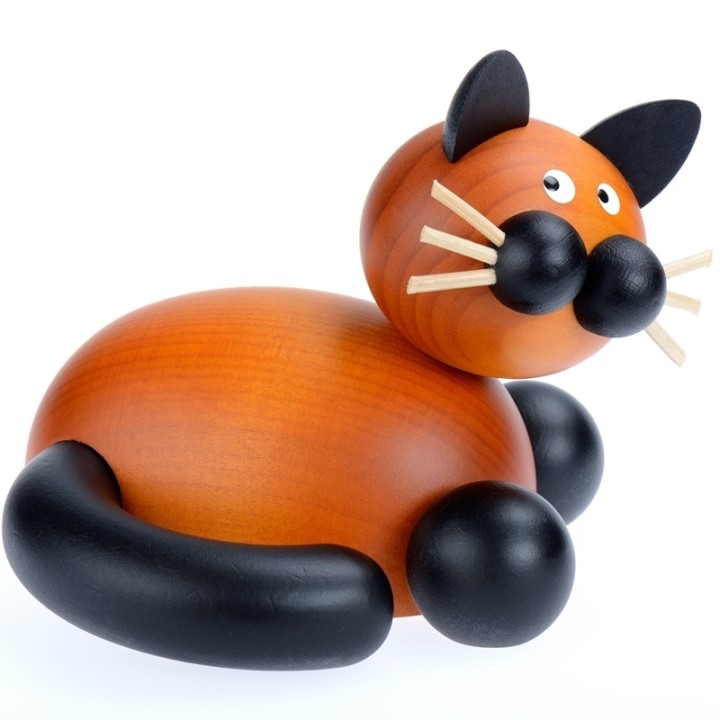 Statuette decorative chat en bois