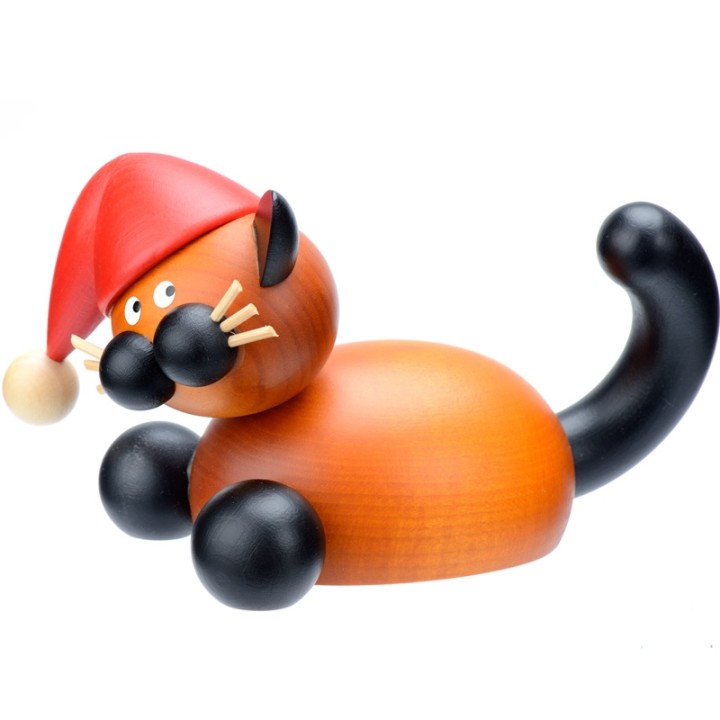 père Noel en bois chat décoratif