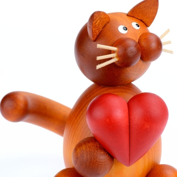 Saint valentin chat avec petit coeur