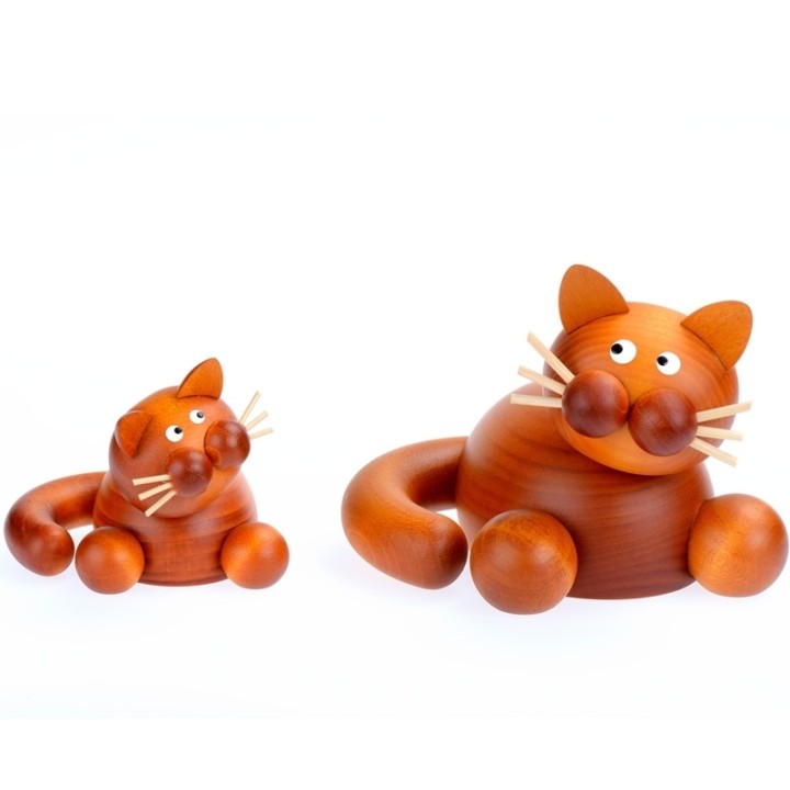 Boutique vente statuette chat en bois peint
