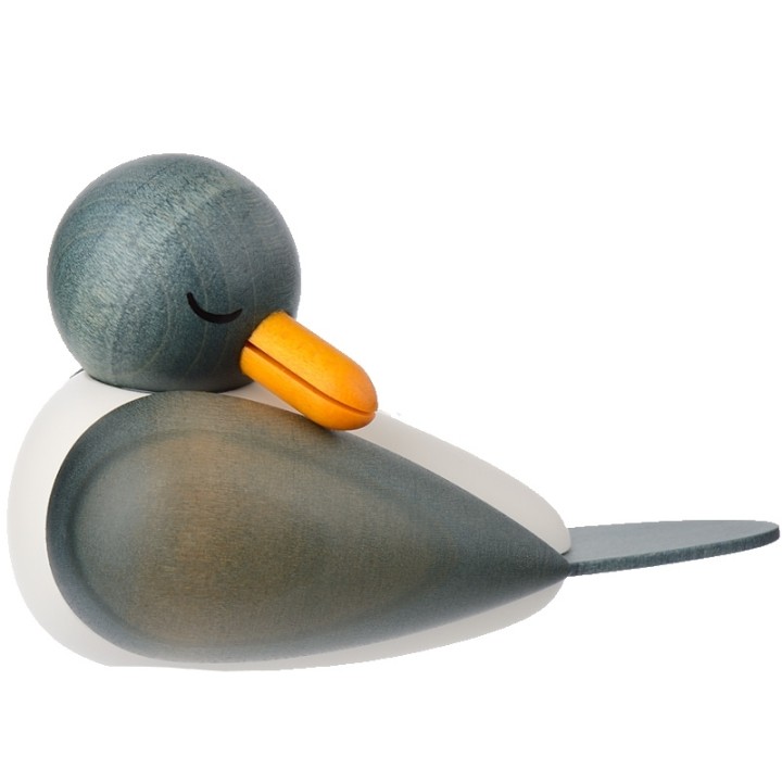 Mouette en bois endormie bleue