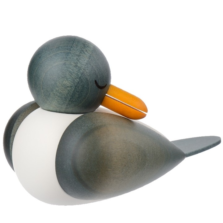 Mouette en bois endormie bleue