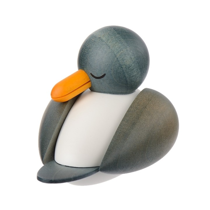 Mouette en bois endormie bleue
